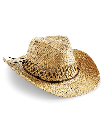 Straw Cowboy Hat zum Besticken und Bedrucken in der Farbe Natural mit Ihren Logo, Schriftzug oder Motiv.