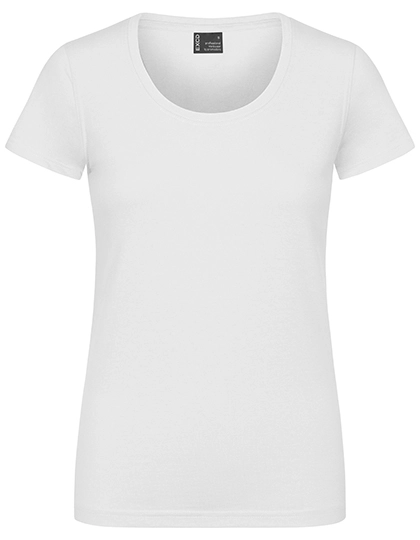 Women´s T-Shirt zum Besticken und Bedrucken in der Farbe White mit Ihren Logo, Schriftzug oder Motiv.