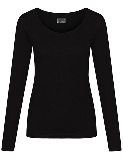 Women´s T-Shirt Long Sleeve zum Besticken und Bedrucken in der Farbe Black mit Ihren Logo, Schriftzug oder Motiv.