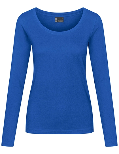 Women´s T-Shirt Long Sleeve zum Besticken und Bedrucken in der Farbe Cobalt Blue mit Ihren Logo, Schriftzug oder Motiv.