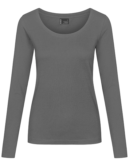 Women´s T-Shirt Long Sleeve zum Besticken und Bedrucken in der Farbe Steel Grey mit Ihren Logo, Schriftzug oder Motiv.