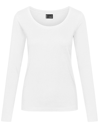 Women´s T-Shirt Long Sleeve zum Besticken und Bedrucken in der Farbe White mit Ihren Logo, Schriftzug oder Motiv.
