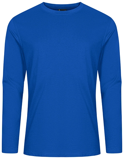 Men´s T-Shirt Long Sleeve zum Besticken und Bedrucken in der Farbe Cobalt Blue mit Ihren Logo, Schriftzug oder Motiv.