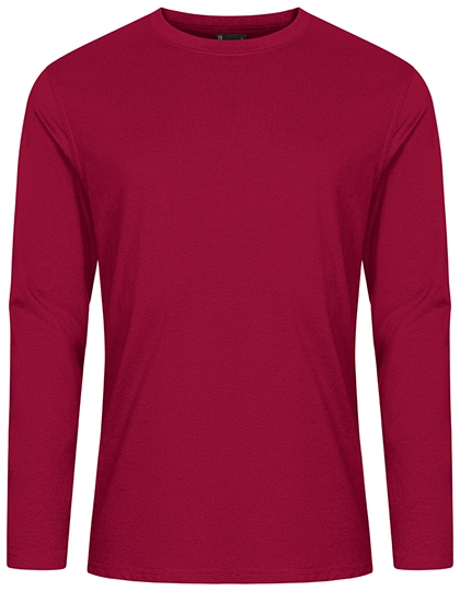 Men´s T-Shirt Long Sleeve zum Besticken und Bedrucken in der Farbe Granat mit Ihren Logo, Schriftzug oder Motiv.
