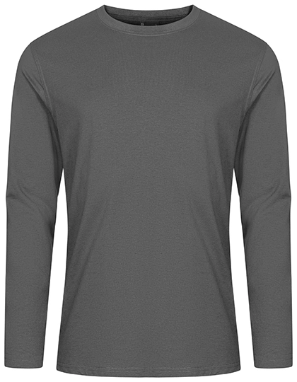 Men´s T-Shirt Long Sleeve zum Besticken und Bedrucken in der Farbe Steel Grey mit Ihren Logo, Schriftzug oder Motiv.