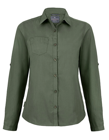Expert Womens Kiwi Long Sleeved Shirt zum Besticken und Bedrucken in der Farbe Dark Cedar Green mit Ihren Logo, Schriftzug oder Motiv.