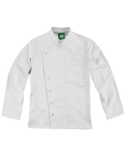 Men´s Chef Jacket Turin GreeNature zum Besticken und Bedrucken in der Farbe Cool Grey mit Ihren Logo, Schriftzug oder Motiv.
