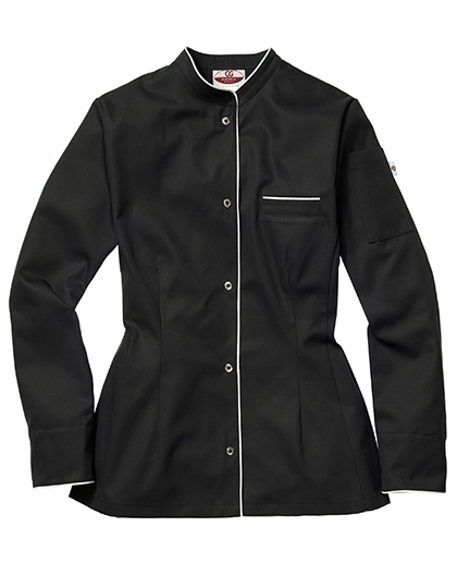 Ladies´ Chef Jacket Pistoia zum Besticken und Bedrucken in der Farbe Black-White mit Ihren Logo, Schriftzug oder Motiv.
