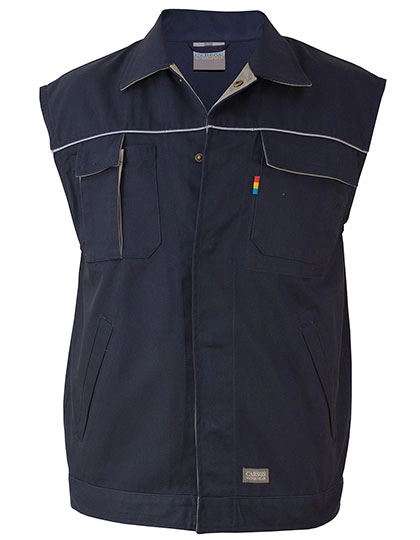 Contrast Work Vest zum Besticken und Bedrucken in der Farbe Deep Navy-Grey mit Ihren Logo, Schriftzug oder Motiv.
