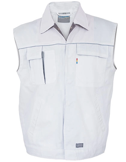 Contrast Work Vest zum Besticken und Bedrucken in der Farbe White-Grey mit Ihren Logo, Schriftzug oder Motiv.