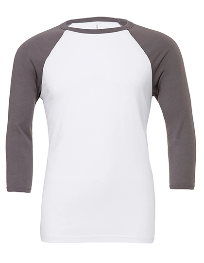 Unisex 3/4 Sleeve Baseball T-Shirt zum Besticken und Bedrucken in der Farbe White-Asphalt (Solid) mit Ihren Logo, Schriftzug oder Motiv.