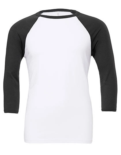 Unisex 3/4 Sleeve Baseball T-Shirt zum Besticken und Bedrucken in der Farbe White-Dark Grey mit Ihren Logo, Schriftzug oder Motiv.