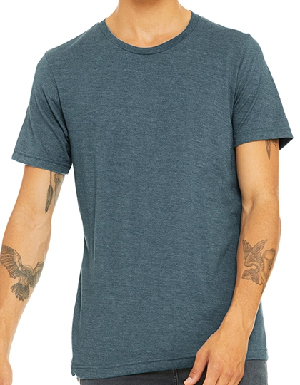 Unisex Triblend Crew Neck T-Shirt zum Besticken und Bedrucken in der Farbe Steel Blue Triblend (Heather) mit Ihren Logo, Schriftzug oder Motiv.