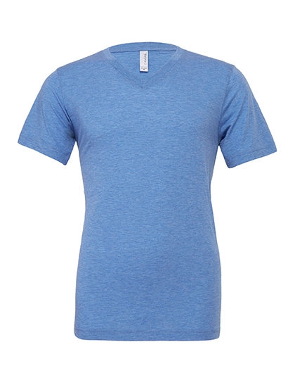 Unisex Triblend V-Neck T-Shirt zum Besticken und Bedrucken in der Farbe Blue Triblend (Heather) mit Ihren Logo, Schriftzug oder Motiv.