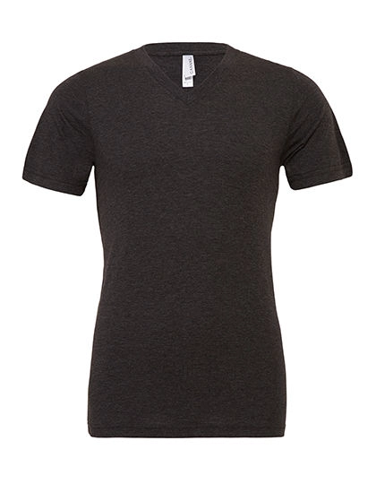 Unisex Triblend V-Neck T-Shirt zum Besticken und Bedrucken in der Farbe Charcoal-Black Triblend (Heather) mit Ihren Logo, Schriftzug oder Motiv.