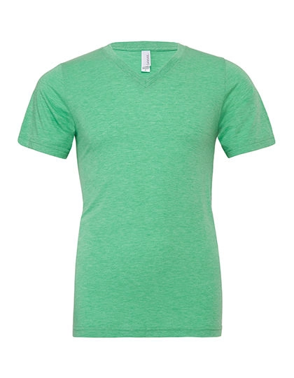 Unisex Triblend V-Neck T-Shirt zum Besticken und Bedrucken in der Farbe Green Triblend (Heather) mit Ihren Logo, Schriftzug oder Motiv.