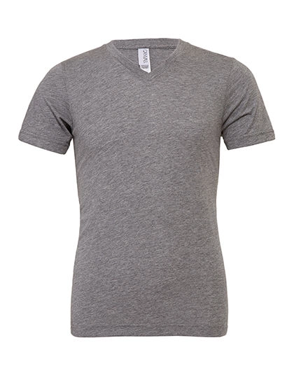 Unisex Triblend V-Neck T-Shirt zum Besticken und Bedrucken in der Farbe Grey Triblend (Heather) mit Ihren Logo, Schriftzug oder Motiv.