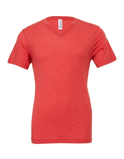Unisex Triblend V-Neck T-Shirt zum Besticken und Bedrucken in der Farbe Red Triblend (Heather) mit Ihren Logo, Schriftzug oder Motiv.
