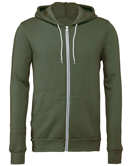 Unisex Poly-Cotton Fleece Full-Zip Hoodie zum Besticken und Bedrucken in der Farbe Military Green mit Ihren Logo, Schriftzug oder Motiv.