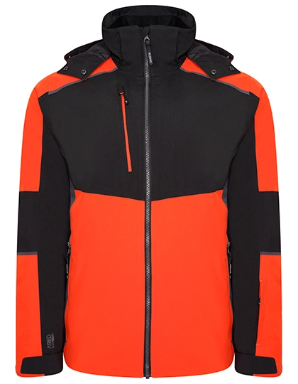 Emulate Wintersport Jacket zum Besticken und Bedrucken in der Farbe Amber Glow-Black-Ebony Grey mit Ihren Logo, Schriftzug oder Motiv.