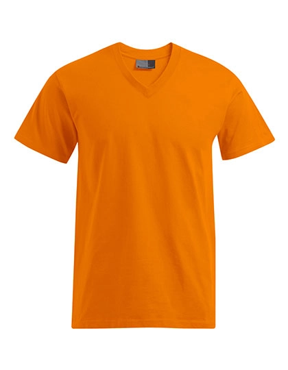Premium V-Neck-T zum Besticken und Bedrucken in der Farbe Orange mit Ihren Logo, Schriftzug oder Motiv.