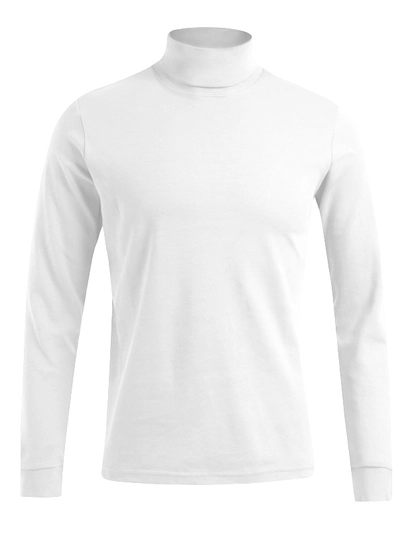 Men´s Turtleneck-T Long Sleeve zum Besticken und Bedrucken in der Farbe White mit Ihren Logo, Schriftzug oder Motiv.