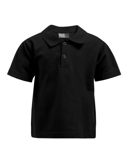 Kids´ Premium Polo zum Besticken und Bedrucken in der Farbe Black mit Ihren Logo, Schriftzug oder Motiv.