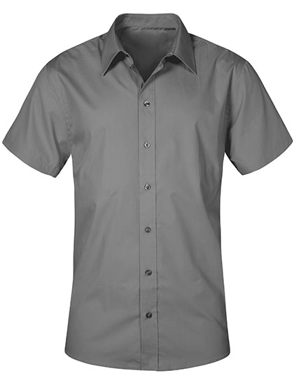 Men´s Poplin Shirt Short Sleeve zum Besticken und Bedrucken in der Farbe Steel Grey (Solid) mit Ihren Logo, Schriftzug oder Motiv.
