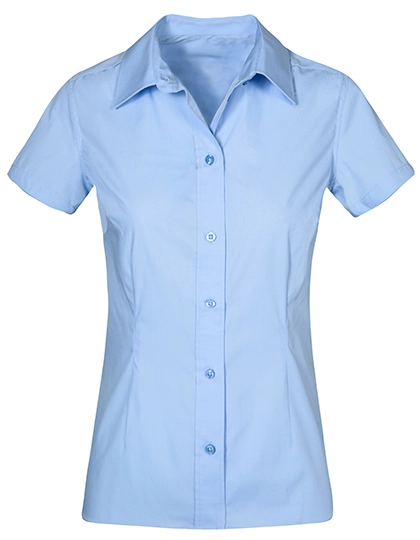 Women´s Poplin Shirt Short Sleeve zum Besticken und Bedrucken in der Farbe Light Blue mit Ihren Logo, Schriftzug oder Motiv.