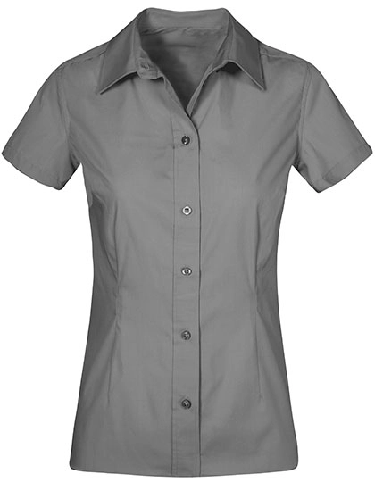 Women´s Poplin Shirt Short Sleeve zum Besticken und Bedrucken in der Farbe Steel Grey (Solid) mit Ihren Logo, Schriftzug oder Motiv.