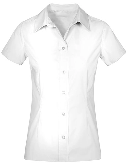 Women´s Poplin Shirt Short Sleeve zum Besticken und Bedrucken in der Farbe White mit Ihren Logo, Schriftzug oder Motiv.