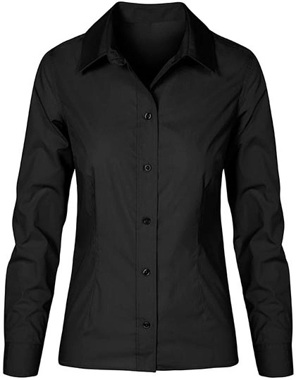 Women´s Poplin Shirt Long Sleeve zum Besticken und Bedrucken in der Farbe Black mit Ihren Logo, Schriftzug oder Motiv.