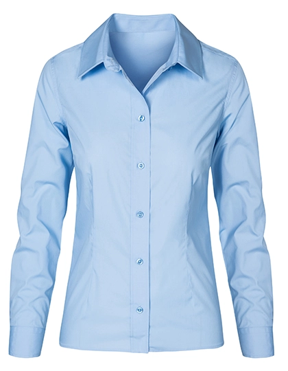 Women´s Poplin Shirt Long Sleeve zum Besticken und Bedrucken in der Farbe Light Blue mit Ihren Logo, Schriftzug oder Motiv.