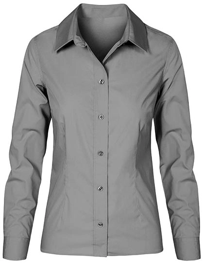 Women´s Poplin Shirt Long Sleeve zum Besticken und Bedrucken in der Farbe Steel Grey (Solid) mit Ihren Logo, Schriftzug oder Motiv.