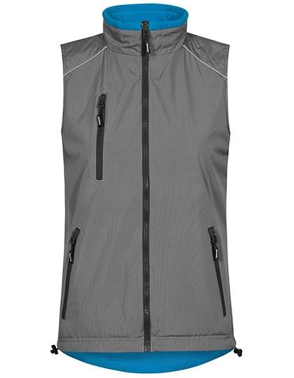 Women´s Reversible Vest C⁺ zum Besticken und Bedrucken in der Farbe New Light Grey (Solid)-Aqua mit Ihren Logo, Schriftzug oder Motiv.