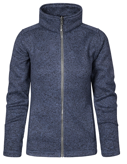 Women´s Knit Fleece Jacket C+ zum Besticken und Bedrucken in der Farbe Heather Blue mit Ihren Logo, Schriftzug oder Motiv.