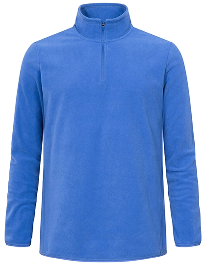 Men´s Recycled Fleece Troyer zum Besticken und Bedrucken in der Farbe Azur Blue mit Ihren Logo, Schriftzug oder Motiv.