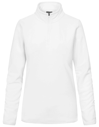 Women´s Recycled Fleece Troyer zum Besticken und Bedrucken in der Farbe White mit Ihren Logo, Schriftzug oder Motiv.