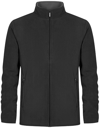 Men´s Double Fleece Jacket zum Besticken und Bedrucken in der Farbe Charcoal (Solid)-Grey (Solid) mit Ihren Logo, Schriftzug oder Motiv.