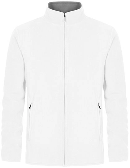 Men´s Double Fleece Jacket zum Besticken und Bedrucken in der Farbe White-New Light Grey (Solid) mit Ihren Logo, Schriftzug oder Motiv.