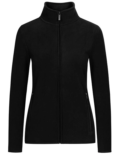 Women´s Double Fleece Jacket zum Besticken und Bedrucken in der Farbe Black-Black mit Ihren Logo, Schriftzug oder Motiv.