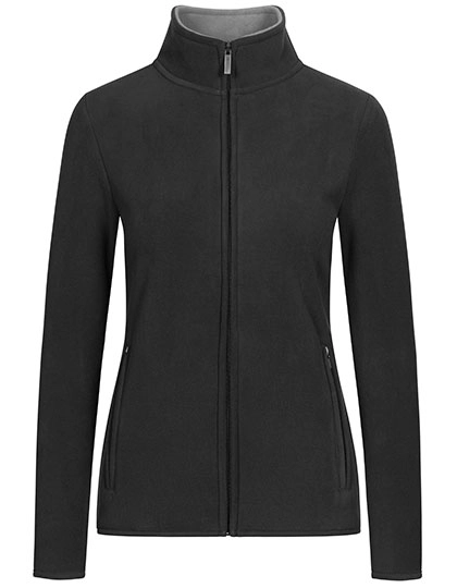 Women´s Double Fleece Jacket zum Besticken und Bedrucken in der Farbe Charcoal (Solid)-Grey (Solid) mit Ihren Logo, Schriftzug oder Motiv.
