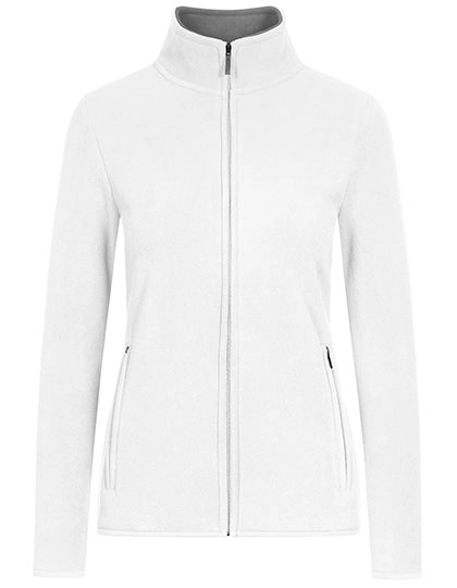 Women´s Double Fleece Jacket zum Besticken und Bedrucken in der Farbe White-New Light Grey (Solid) mit Ihren Logo, Schriftzug oder Motiv.