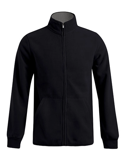 Men´s Double Fleece Jacket zum Besticken und Bedrucken in der Farbe Black-Light Grey (Solid) mit Ihren Logo, Schriftzug oder Motiv.