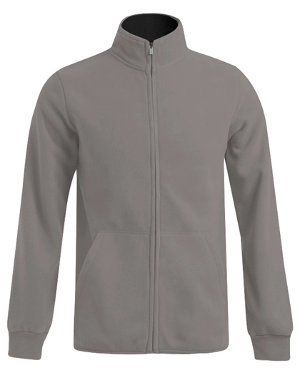 Men´s Double Fleece Jacket zum Besticken und Bedrucken in der Farbe Light Grey (Solid)-Black mit Ihren Logo, Schriftzug oder Motiv.