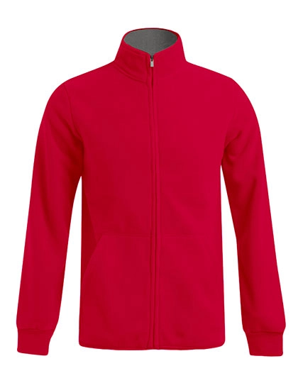 Men´s Double Fleece Jacket zum Besticken und Bedrucken in der Farbe Red-Light Grey (Solid) mit Ihren Logo, Schriftzug oder Motiv.