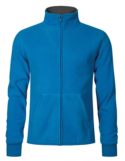 Men´s Double Fleece Jacket zum Besticken und Bedrucken in der Farbe Turquoise-Light Grey (Solid) mit Ihren Logo, Schriftzug oder Motiv.