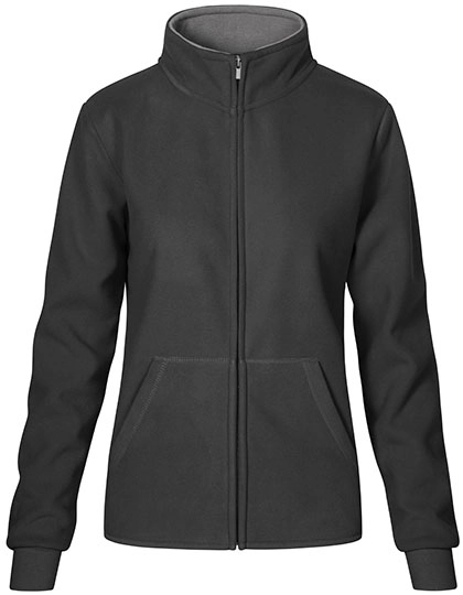 Women´s Double Fleece Jacket zum Besticken und Bedrucken in der Farbe Graphite (Solid)-Light Grey (Solid) mit Ihren Logo, Schriftzug oder Motiv.