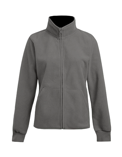 Women´s Double Fleece Jacket zum Besticken und Bedrucken in der Farbe Light Grey (Solid)-Black mit Ihren Logo, Schriftzug oder Motiv.