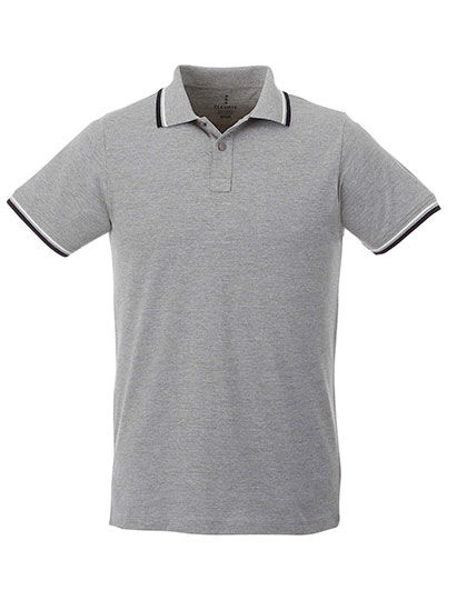 Men´s Fairfield Poloshirt zum Besticken und Bedrucken in der Farbe Grey Melange-Navy-White mit Ihren Logo, Schriftzug oder Motiv.